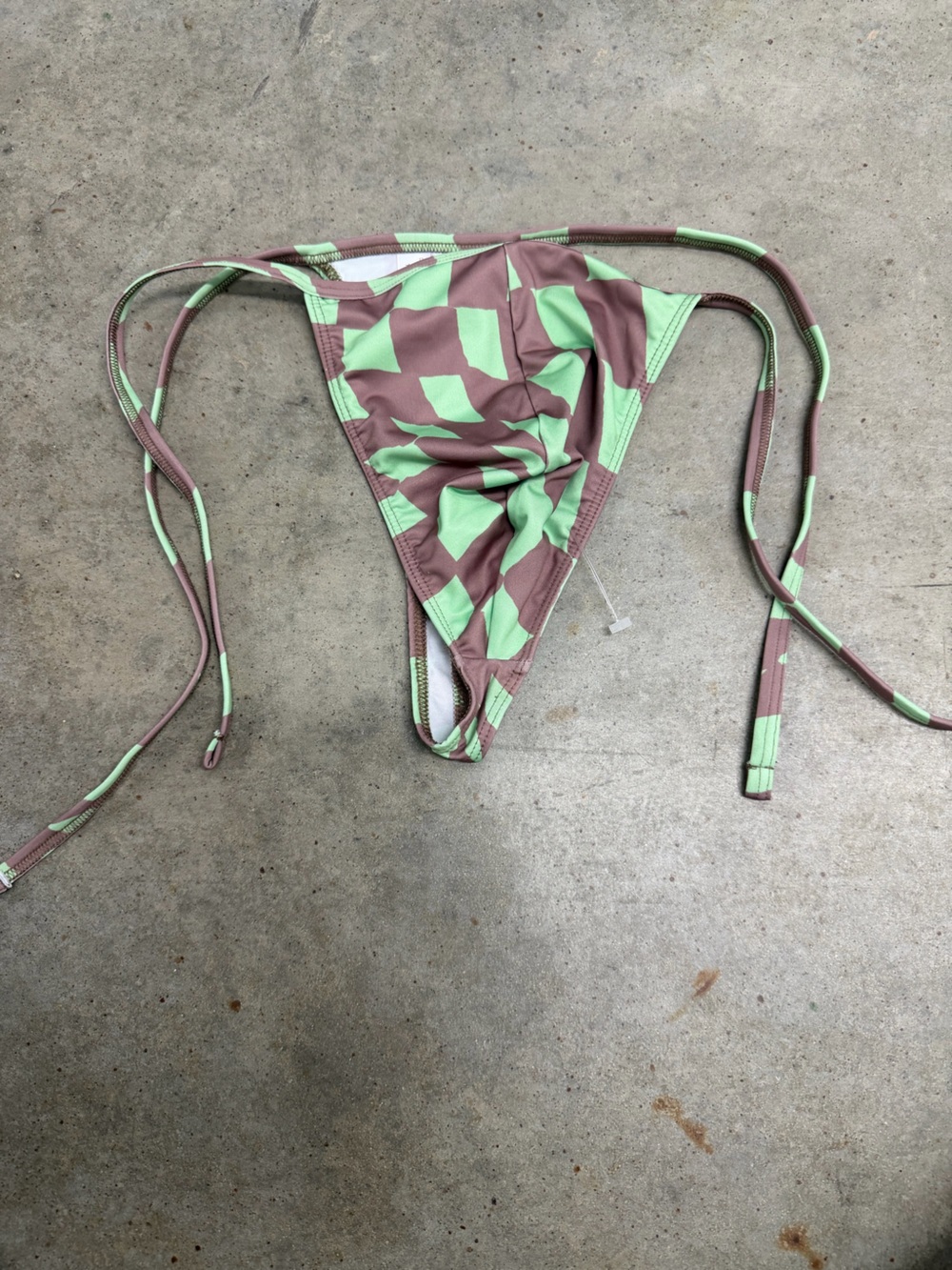 ASOS Green and Brown Geometric String Bikini Bottoms